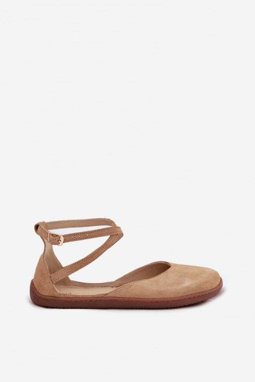 Seemisnahast baleriinad  Barefoot Triipudega Zazoo 191 beeži värvi Seemisnahast baleriinad  Barefoot Triipudega Zazoo 191 beeži värvi