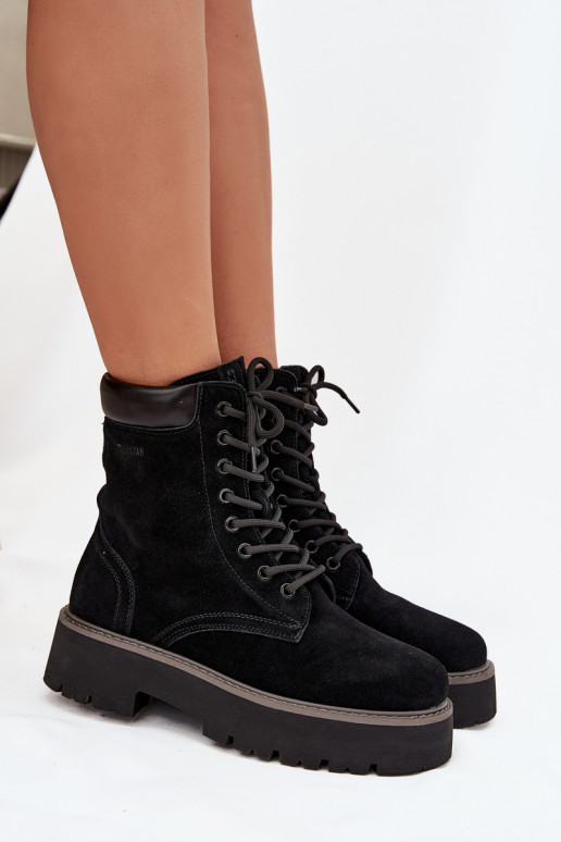 Seemisnahast kingad säärsaapad  nööritavad Big Star SS274791 Must