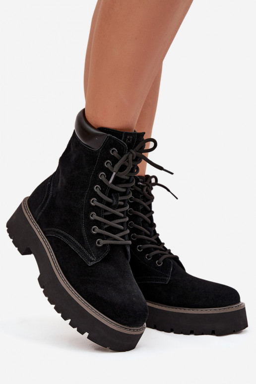 Seemisnahast kingad säärsaapad  nööritavad Big Star SS274791 Must