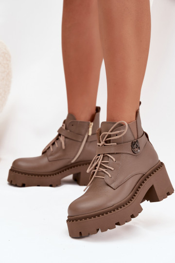 naiste saapad   dekoreeritud kontsaga voodriga Zazoo 60557 beeži värvi