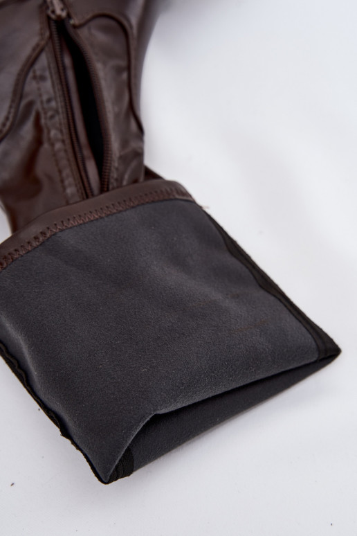 Naiste pikad saapad massiivsete kontsade ja platvormiga slip-on mudel pruuni värvi Florinne