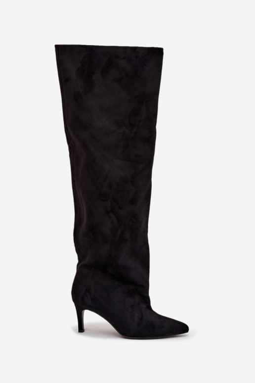 naiste pika säärega saapad kõrge jämeda kontsaga  Must Mavilla naiste pika säärega saapad kõrge jämeda kontsaga  Must Mavilla