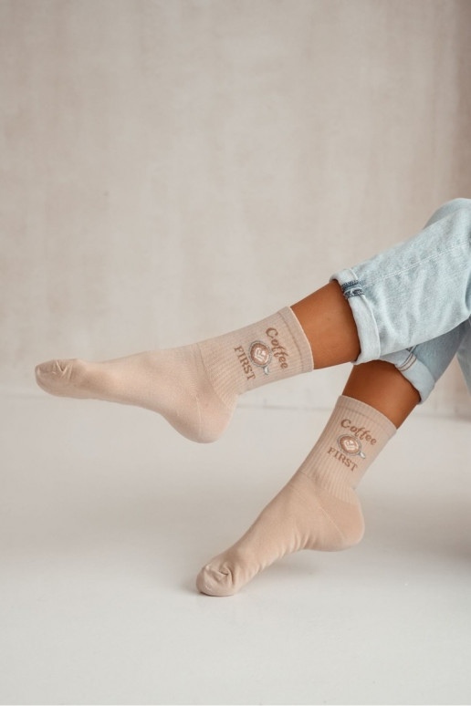 Sokid  Coffee FIRST beeži värvi