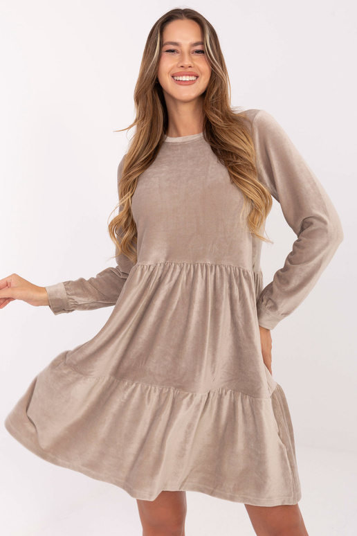 Sukienka-D10040Z30289-ciemny bezowy