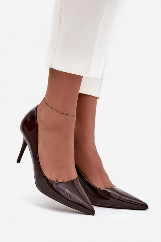 Laque Eko   kõrge kontsaga  Ze Szpiczastymi Noskami Czekoladowe Jadira Laque Eko   kõrge kontsaga  Ze Szpiczastymi Noskami Czekoladowe Jadira