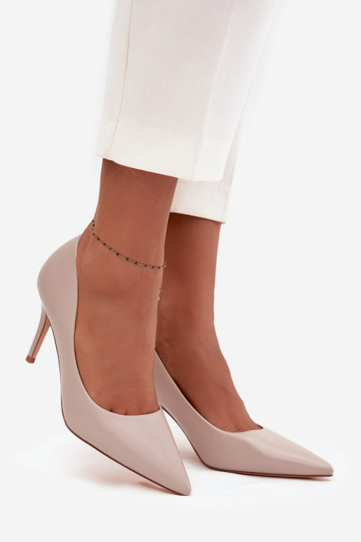 kõrge kontsaga  eko-nahast beeži värvi Sivana