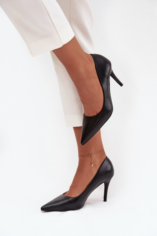 kõrge kontsaga  eko-nahast Must Sivana