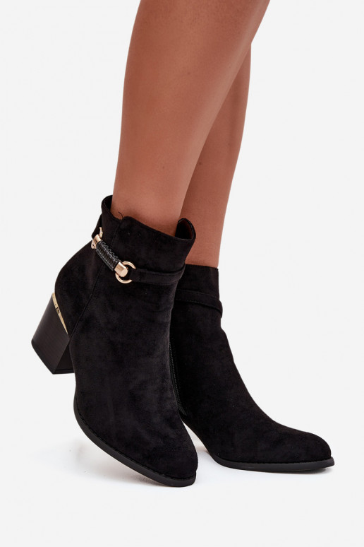 Naiste poolsaapad voodriga kõrge jämeda kontsaga dekoreeritud kontsaga Must Galissa Naiste poolsaapad voodriga kõrge jämeda kontsaga dekoreeritud kontsaga Must Galissa