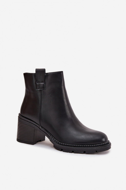 voodriga Naiste poolsaapad eko-nahast kõrge jämeda kontsaga Must Alvena voodriga Naiste poolsaapad eko-nahast kõrge jämeda kontsaga Must Alvena