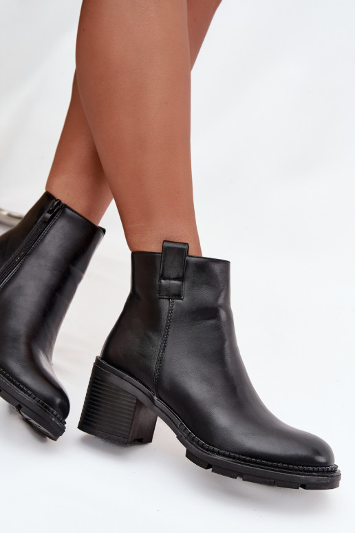 voodriga Naiste poolsaapad eko-nahast kõrge jämeda kontsaga Must Alvena voodriga Naiste poolsaapad eko-nahast kõrge jämeda kontsaga Must Alvena