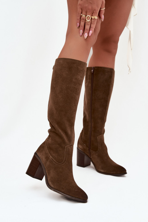 naiste pika säärega saapad Z Naturalnego Zamszu voodriga Obcas Słupek Sergio Leone KZ25668-S Rohelist värvi naiste pika säärega saapad Z Naturalnego Zamszu voodriga Obcas Słupek Sergio Leone KZ25668-S Rohelist värvi