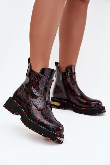 Laque Naiste poolsaapad Z Naturalnej Skóry voodriga Artiker 57C0165 bordoo-värvi