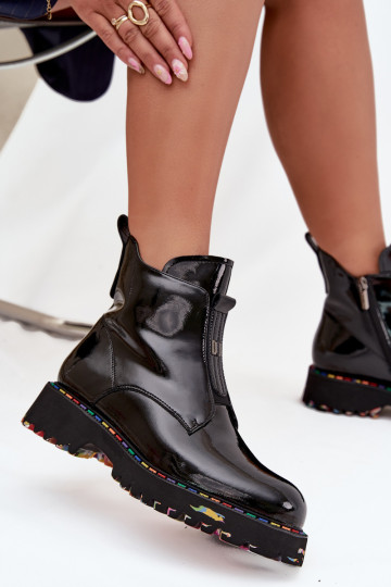 Laque Naiste poolsaapad Z Naturalnej Skóry voodriga Artiker 57C0166 Must