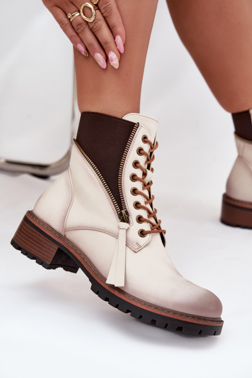 Naiste poolsaapad voodriga  Vinceza 58559 beeži värvi