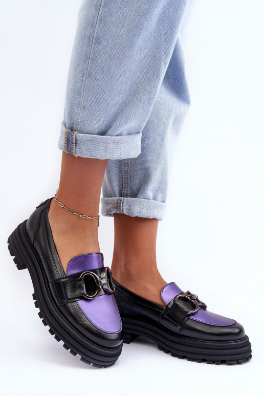 Tugeva tallaga nahast poolsaapad -Violetne värv Elkiza