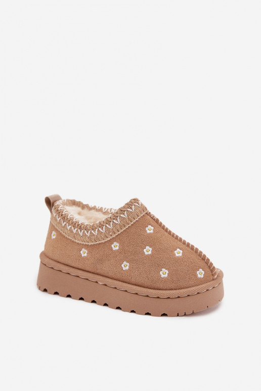 nööpidega lumesaapad Laste jalanõud Z uszkami voodriga karusnahaga beeži värvi Palina