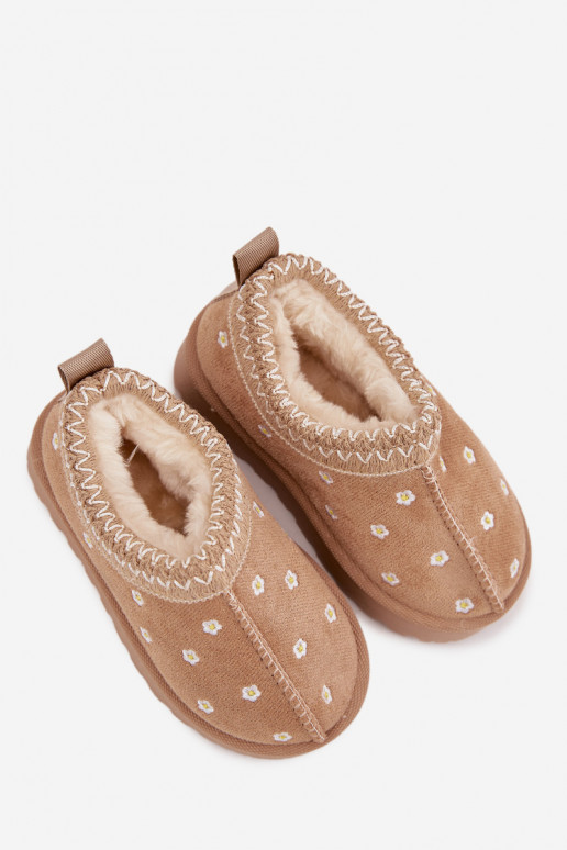 nööpidega lumesaapad Laste jalanõud Z uszkami voodriga karusnahaga beeži värvi Palina