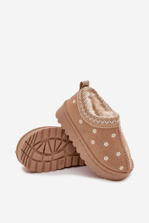 nööpidega lumesaapad Laste jalanõud Z uszkami voodriga karusnahaga beeži värvi Palina