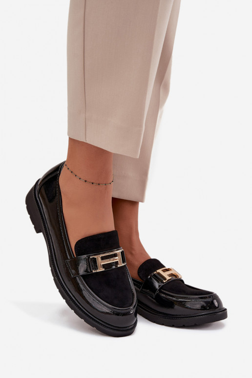 Lakitud mokassiinid  Ze Kuldset värvim Detalem S.Barski HY52-545 Must