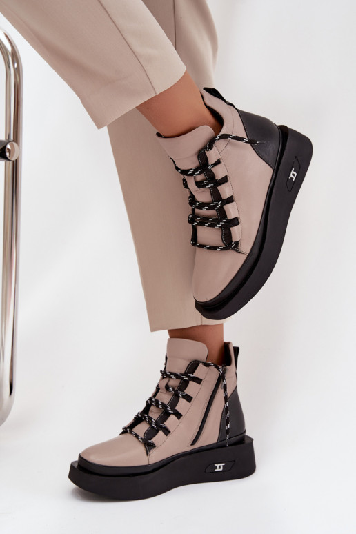 naiste saapad  platvormiga voodriga Artiker 55C0884 beeži värvi