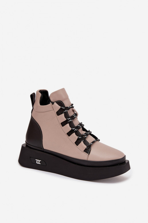 naiste saapad  platvormiga voodriga Artiker 55C0884 beeži värvi