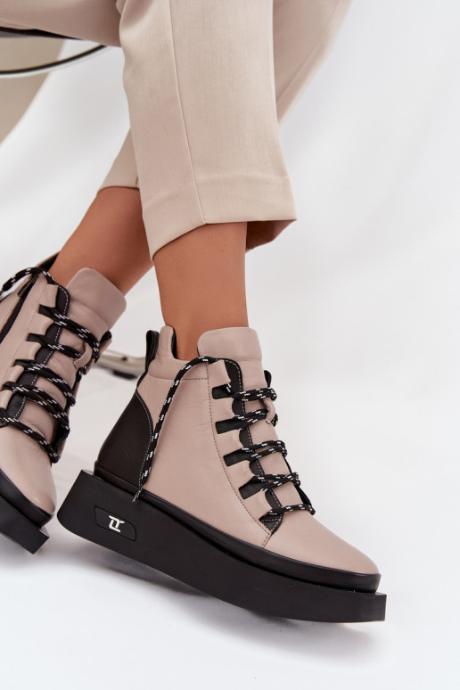 naiste saapad  platvormiga voodriga Artiker 55C0884 beeži värvi