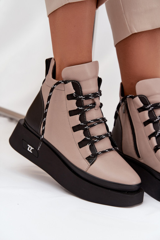 naiste saapad  platvormiga voodriga Artiker 55C0884 beeži värvi