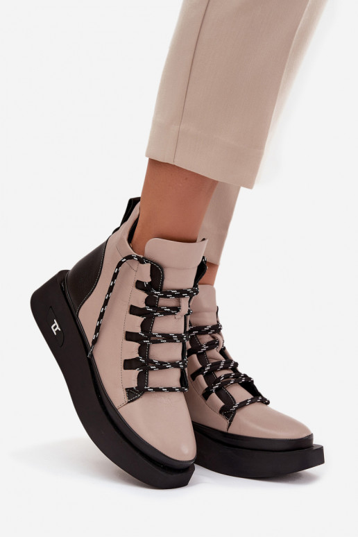 naiste saapad  platvormiga voodriga Artiker 55C0884 beeži värvi