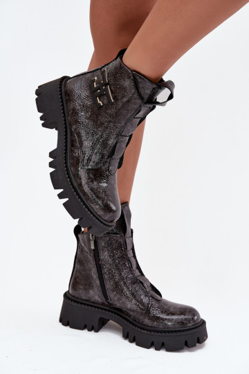 Laque Naiste poolsaapad kaunistustega voodriga Artiker 57C2081 halli värvi