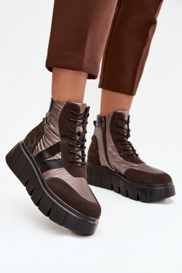 Naiste poolsaapad voodriga platvormiga Vinceza 58562 pruunid värvi