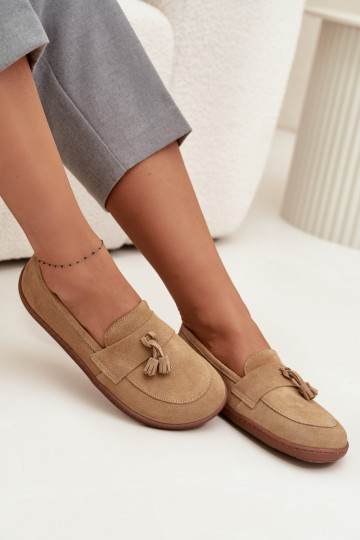 Seemisnahast mokassiinid Typu Barefoot Zazoo 322 beeži värvi