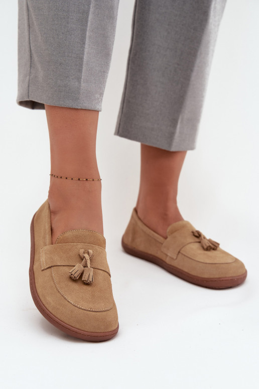 Seemisnahast mokassiinid Typu Barefoot Zazoo 322 beeži värvi   Seemisnahast mokassiinid Typu Barefoot Zazoo 322 beeži värvi