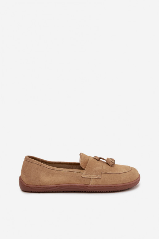 Seemisnahast mokassiinid Typu Barefoot Zazoo 322 beeži värvi   Seemisnahast mokassiinid Typu Barefoot Zazoo 322 beeži värvi