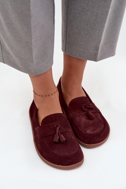 Seemisnahast mokassiinid Typu Barefoot Zazoo 322 bordoo-värvi   Seemisnahast mokassiinid Typu Barefoot Zazoo 322 bordoo-värvi