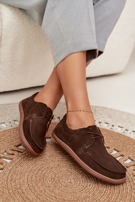 jalatsid  Typu Barefoot Z Naturalnego Zamszu Zazoo 327 Czekoladowe