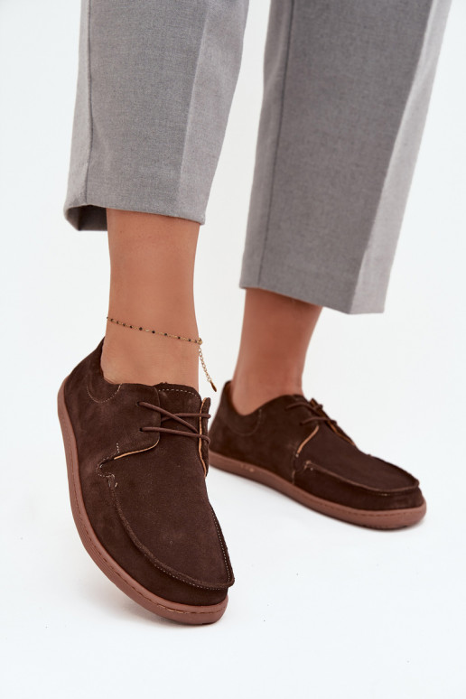 jalatsid  Typu Barefoot Z Naturalnego Zamszu Zazoo 327 Czekoladowe