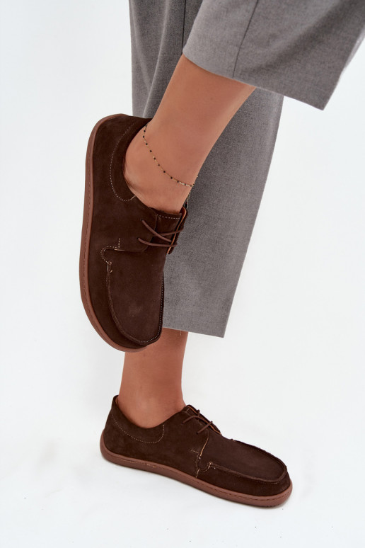 jalatsid  Typu Barefoot Z Naturalnego Zamszu Zazoo 327 Czekoladowe