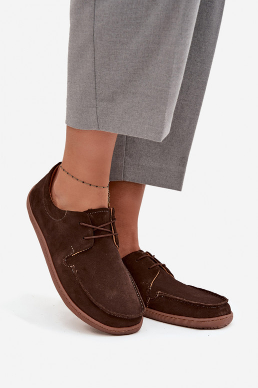 jalatsid  Typu Barefoot Z Naturalnego Zamszu Zazoo 327 Czekoladowe