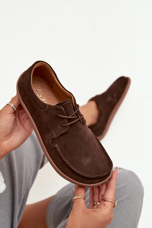jalatsid  Typu Barefoot Z Naturalnego Zamszu Zazoo 327 Czekoladowe