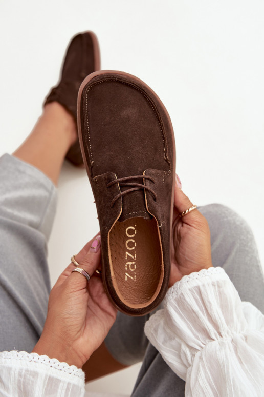 jalatsid  Typu Barefoot Z Naturalnego Zamszu Zazoo 327 Czekoladowe