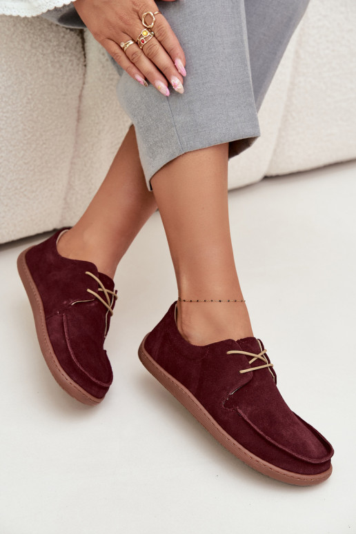 jalatsid  Typu Barefoot Z Naturalnego Zamszu Zazoo 327 bordoo-värvi