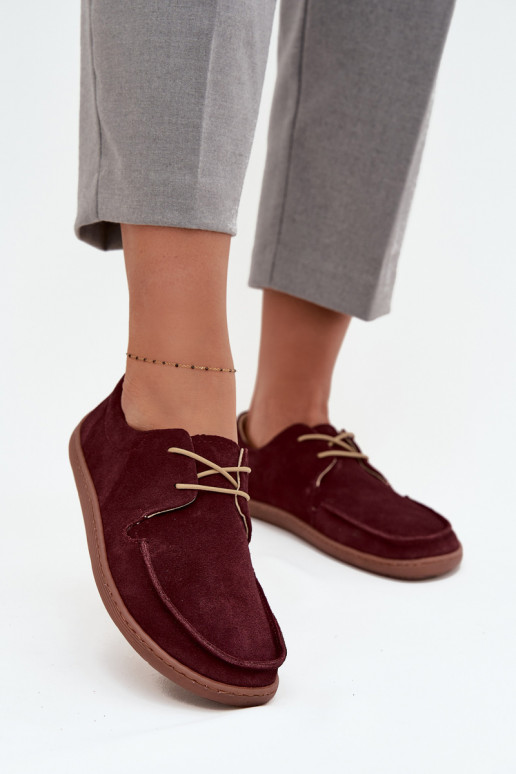 jalatsid  Typu Barefoot Z Naturalnego Zamszu Zazoo 327 bordoo-värvi