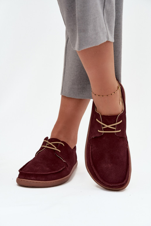 jalatsid  Typu Barefoot Z Naturalnego Zamszu Zazoo 327 bordoo-värvi