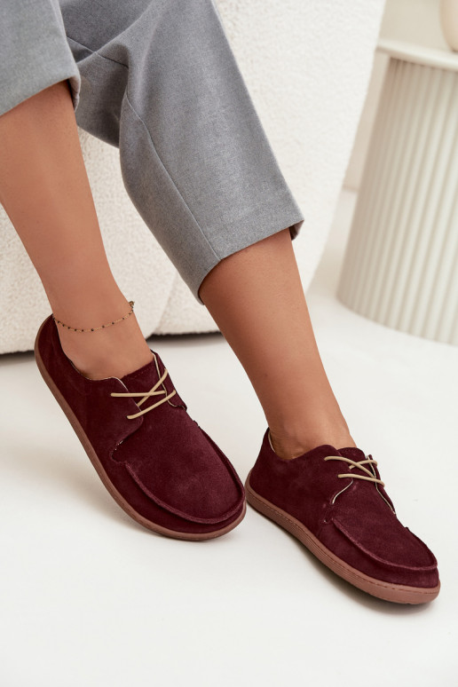 jalatsid  Typu Barefoot Z Naturalnego Zamszu Zazoo 327 bordoo-värvi