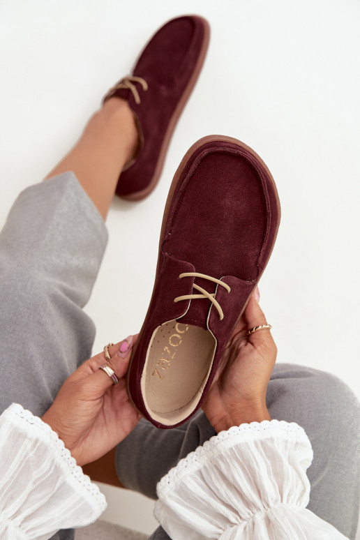 jalatsid  Typu Barefoot Z Naturalnego Zamszu Zazoo 327 bordoo-värvi