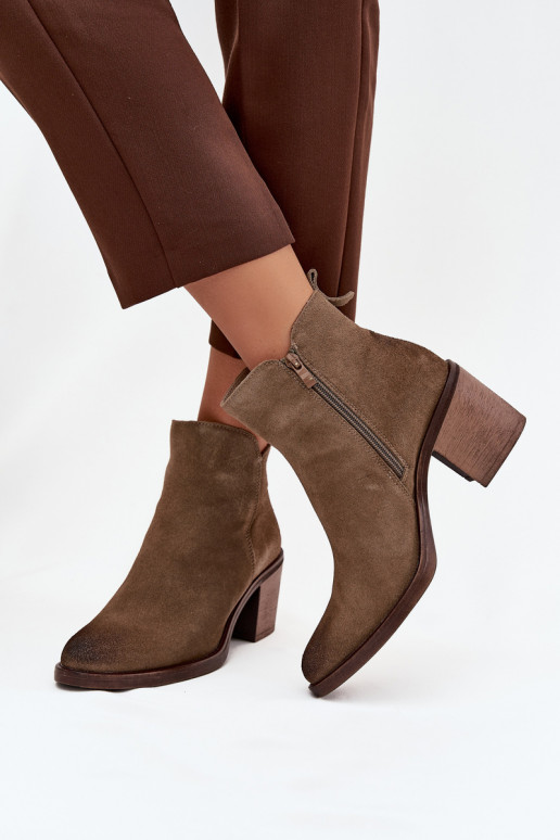 Naiste poolsaapad Z Naturalnego seemisnakhsed kõrge jämeda kontsaga voodriga Sergio Leone BT25321-S Khakivärvi