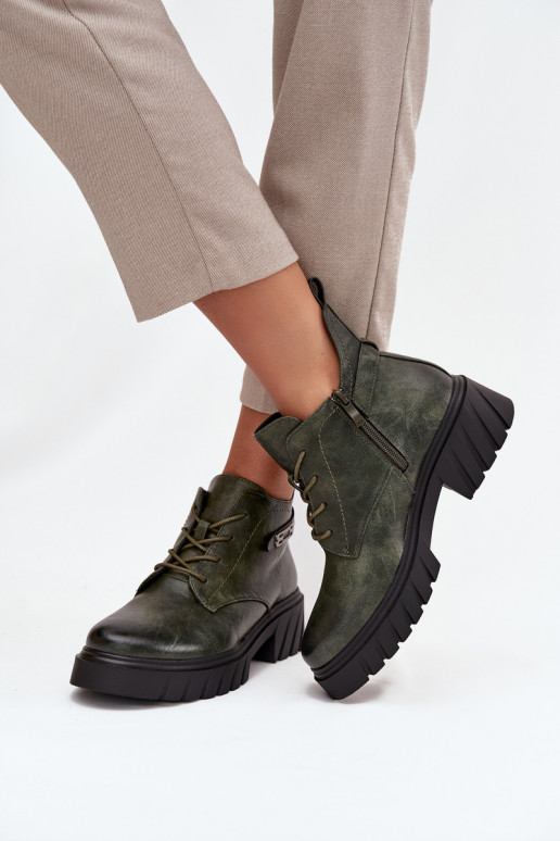  voodriga Naiste poolsaapad  dekoreeritud kontsaga khakivärvi Therisse