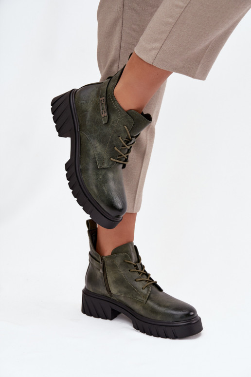  voodriga Naiste poolsaapad  dekoreeritud kontsaga khakivärvi Therisse