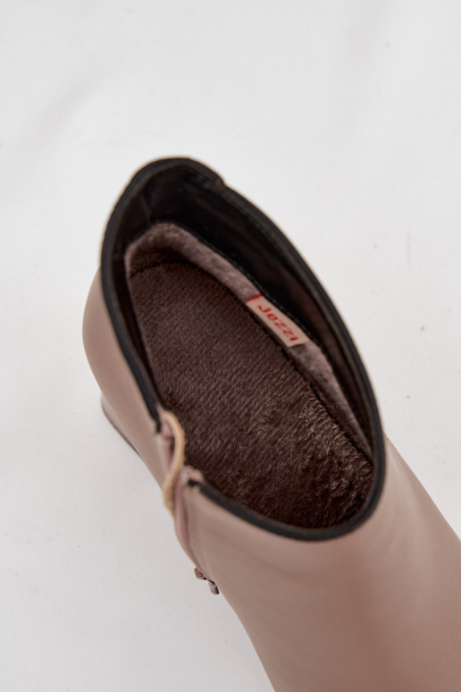 naiste saapad voodriga kõrge jämeda kontsaga beeži värvi Ivessara