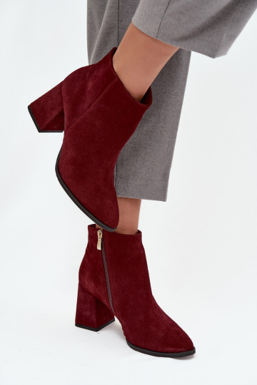 Naiste poolsaapad Z Naturalnego Zamszu Obcas Słupek voodriga bordoo-värvi Zazoo 3128